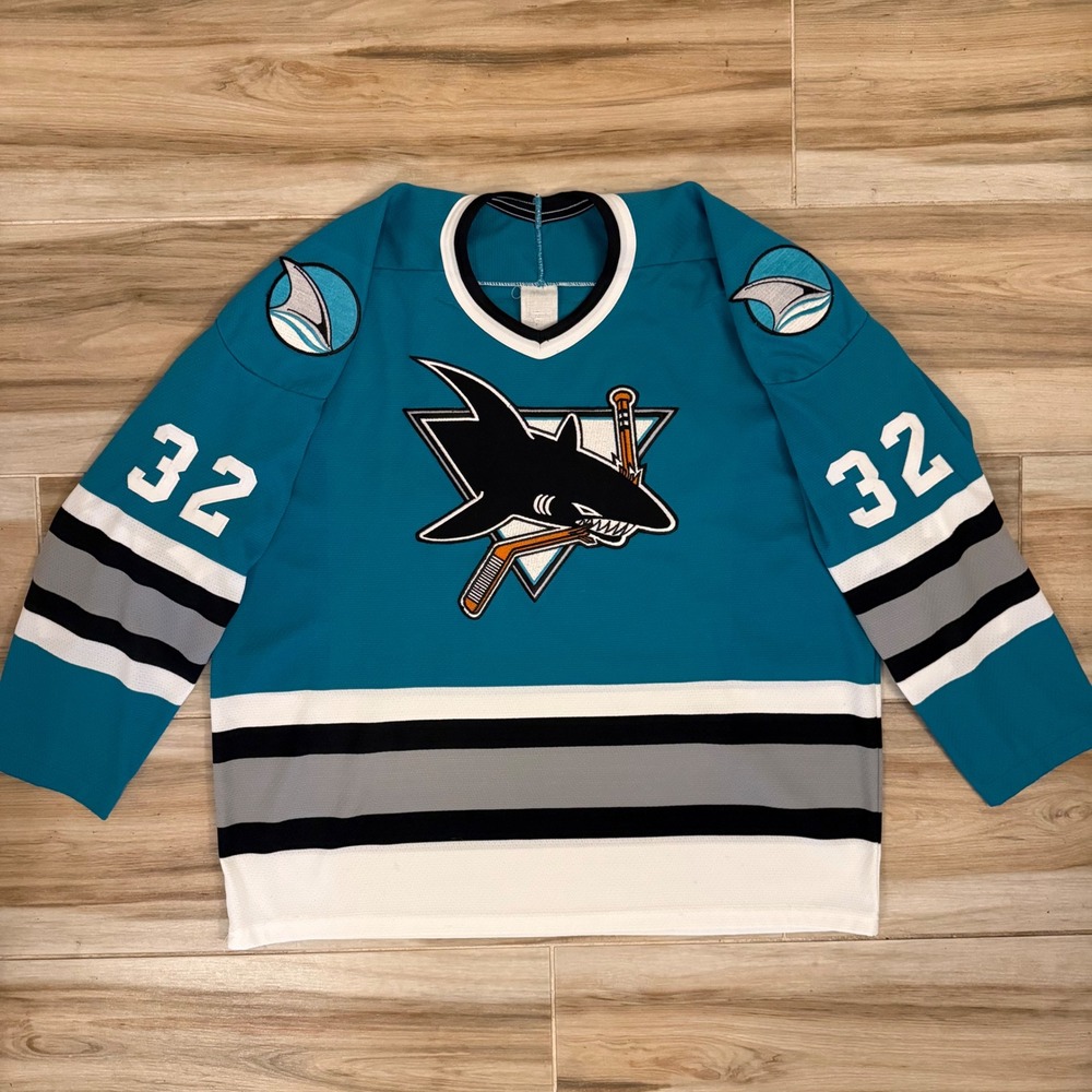 Vintage San Jose Sharks CCM Arturs Irbe 32 Hockey Jersey Mens Large Teal NHL